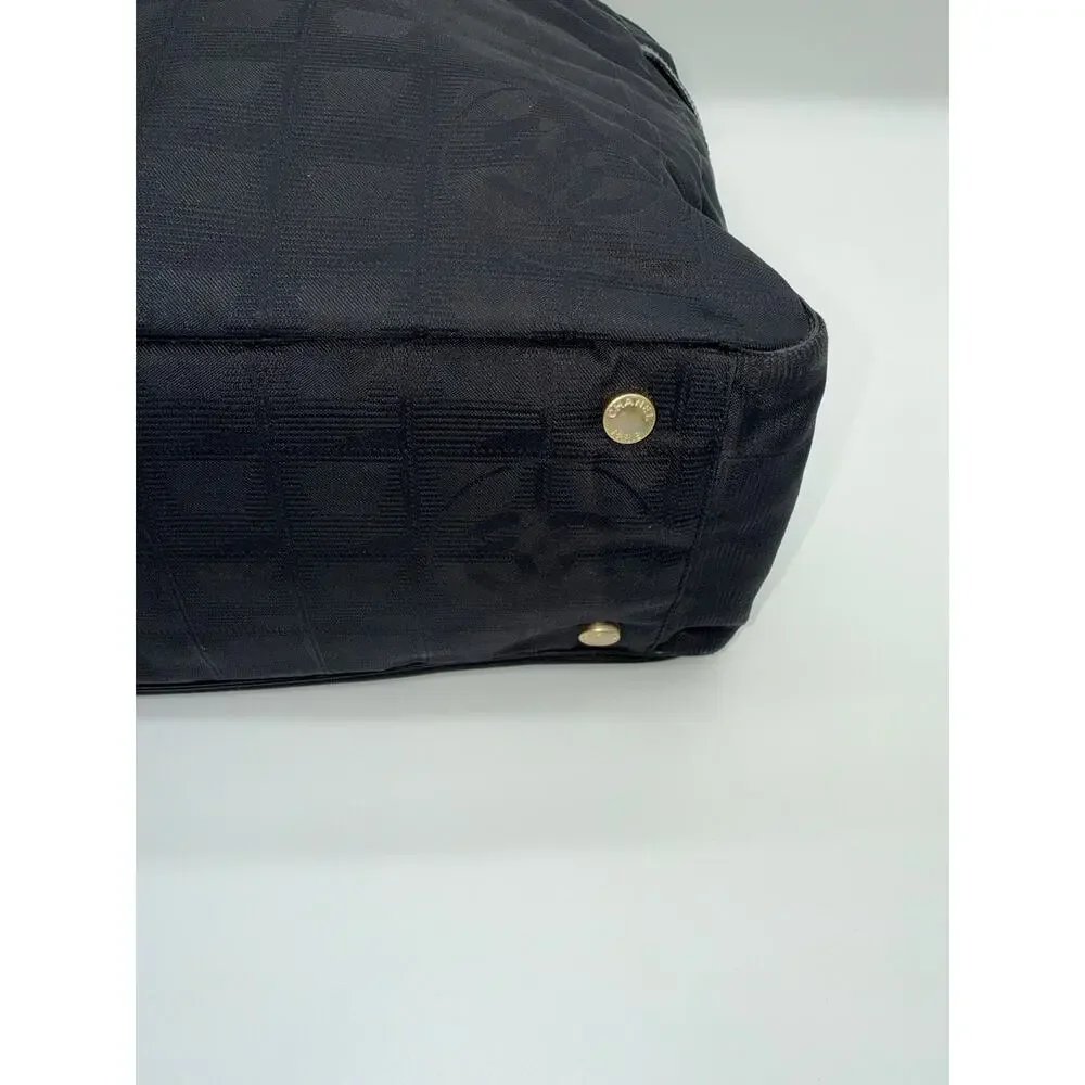 Chanel New Travel Line GM Tote Navy Blue CC Jacquard Bag Rare 8262233